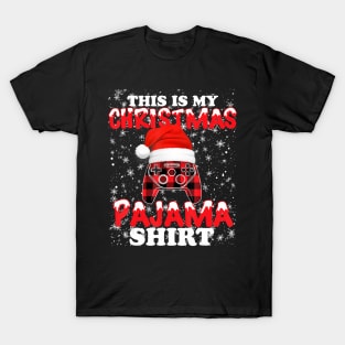 This Is My Christmas Pajama For Gamer With Video Game Controller And Santa Hat T-Shirt